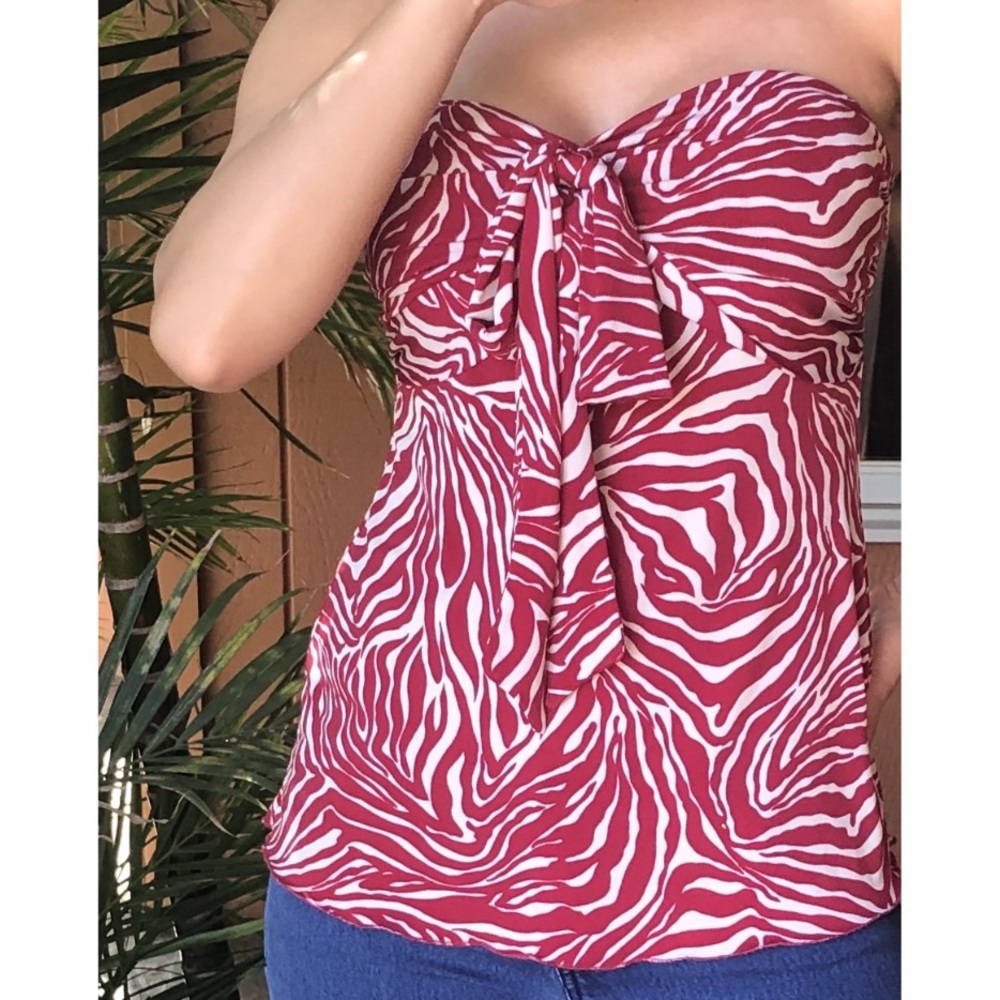 Dressy Maroon Zebra Striped Halter Tube